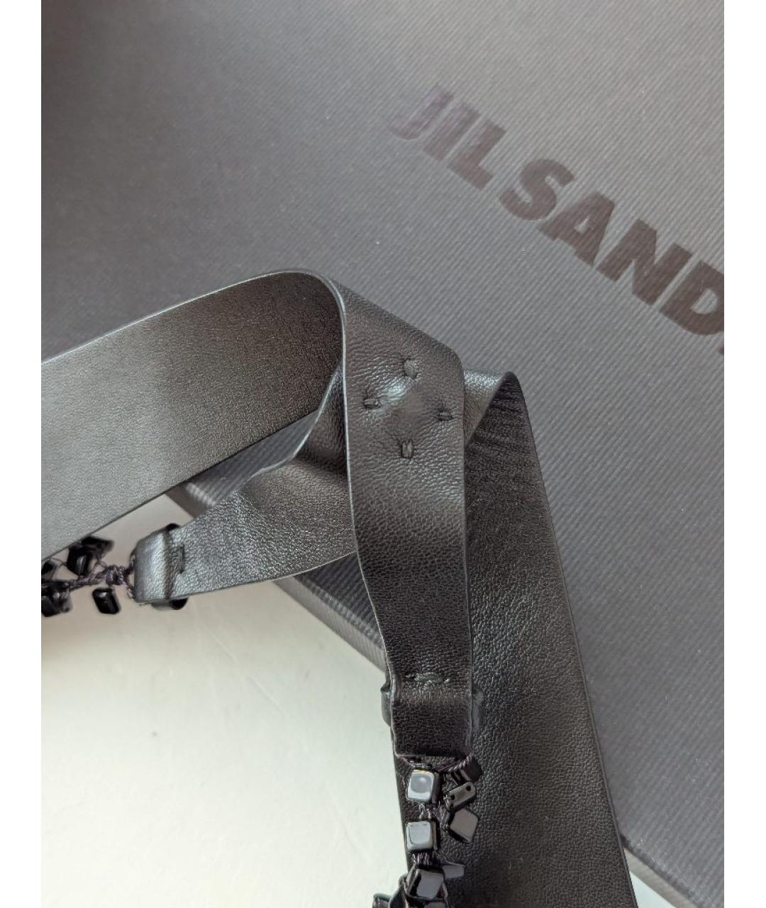 JIL SANDER Черное кожаное колье, фото 7