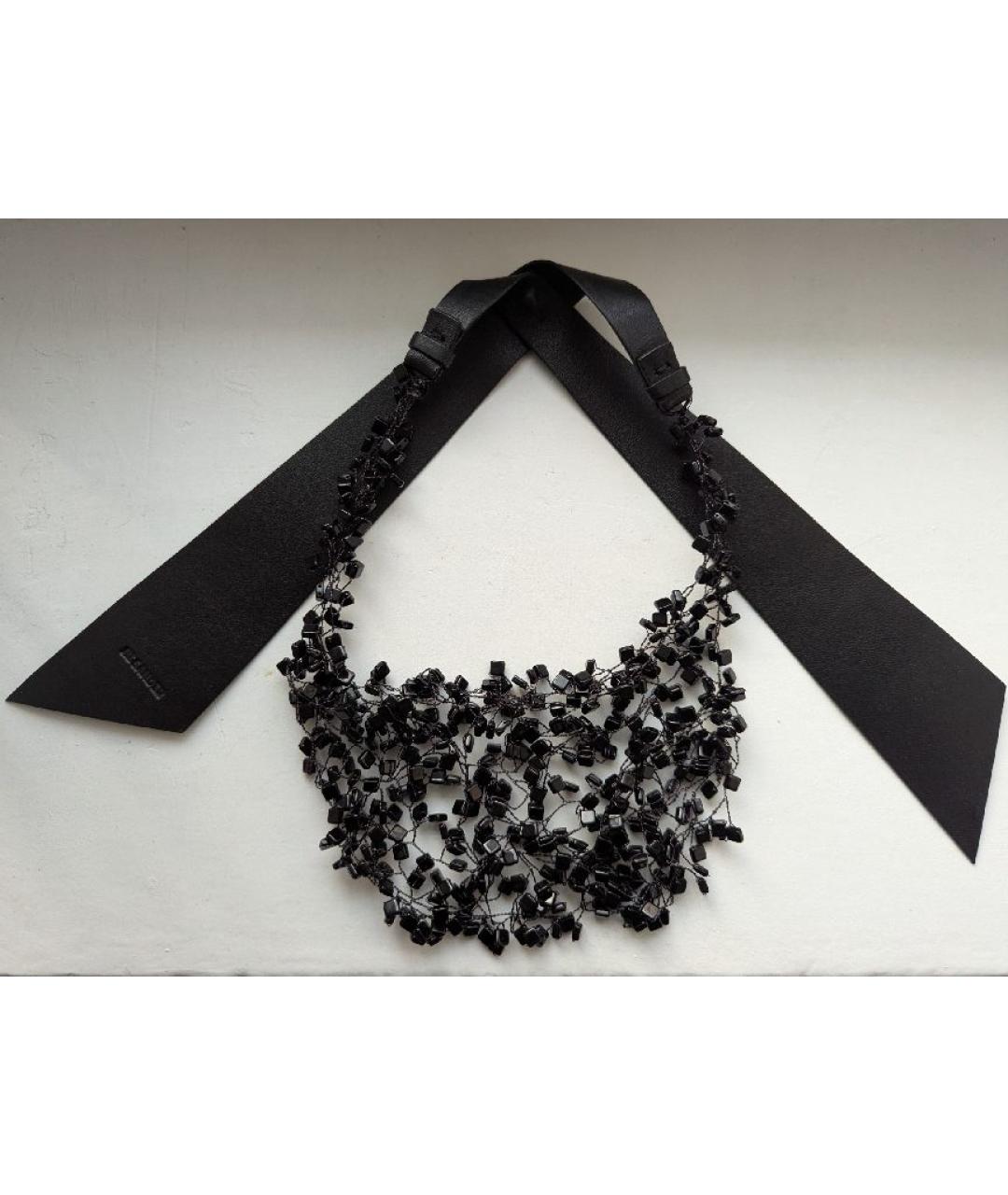 JIL SANDER Черное кожаное колье, фото 10