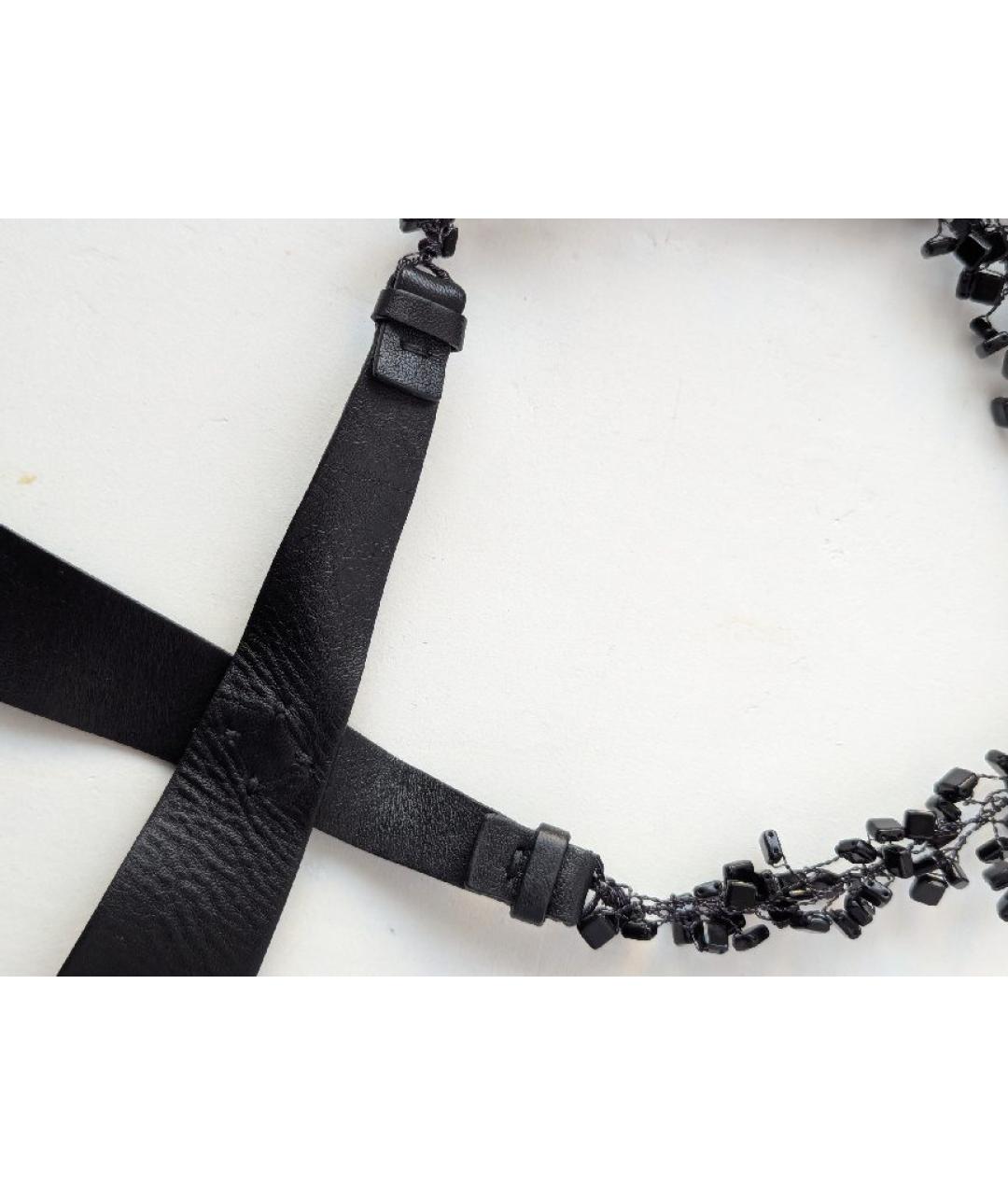JIL SANDER Черное кожаное колье, фото 3