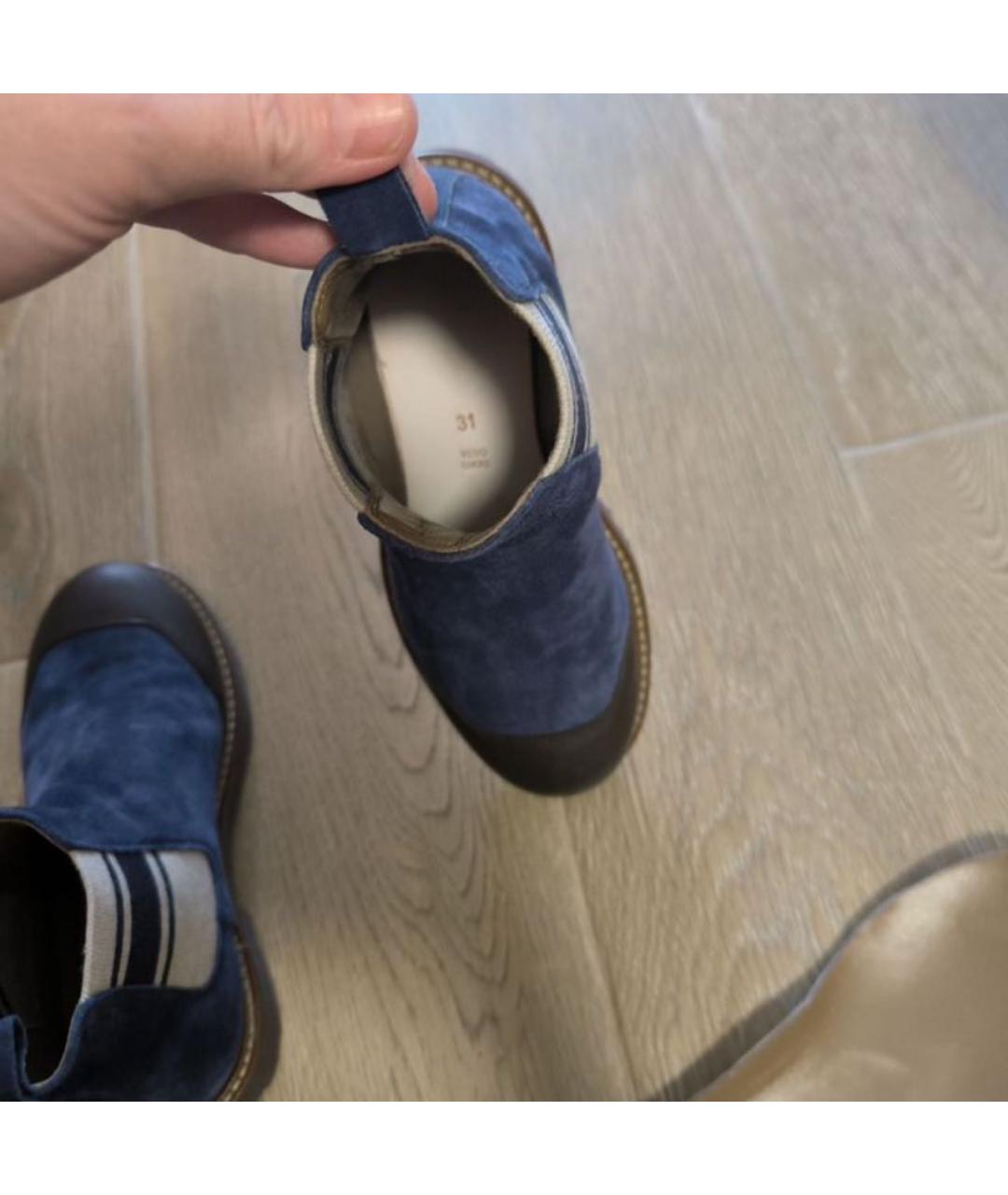 BRUNELLO CUCINELLI Темно-синие кожаные ботинки, фото 4