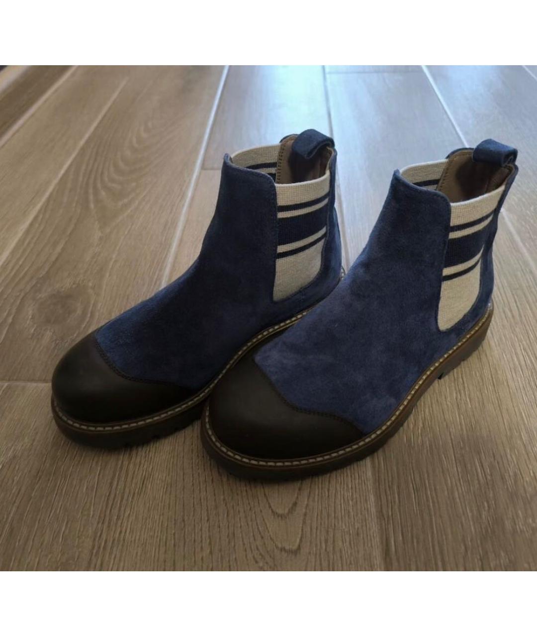 BRUNELLO CUCINELLI Темно-синие кожаные ботинки, фото 7