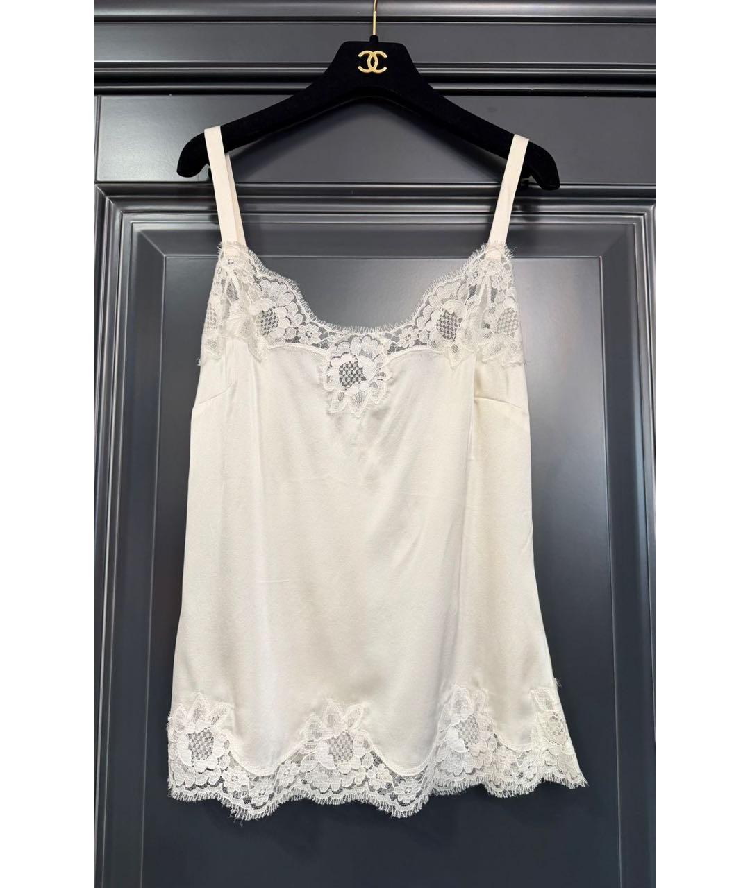 DOLCE&GABBANA Белая шелковая майка, фото 3