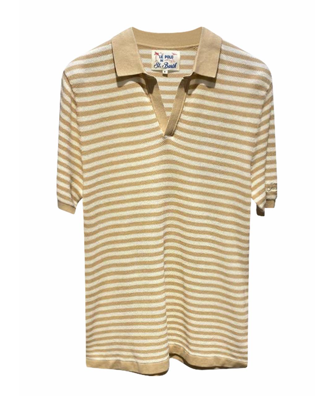 MC2 SAINT BARTH Бежевое хлопковое поло с коротким рукавом, фото 1