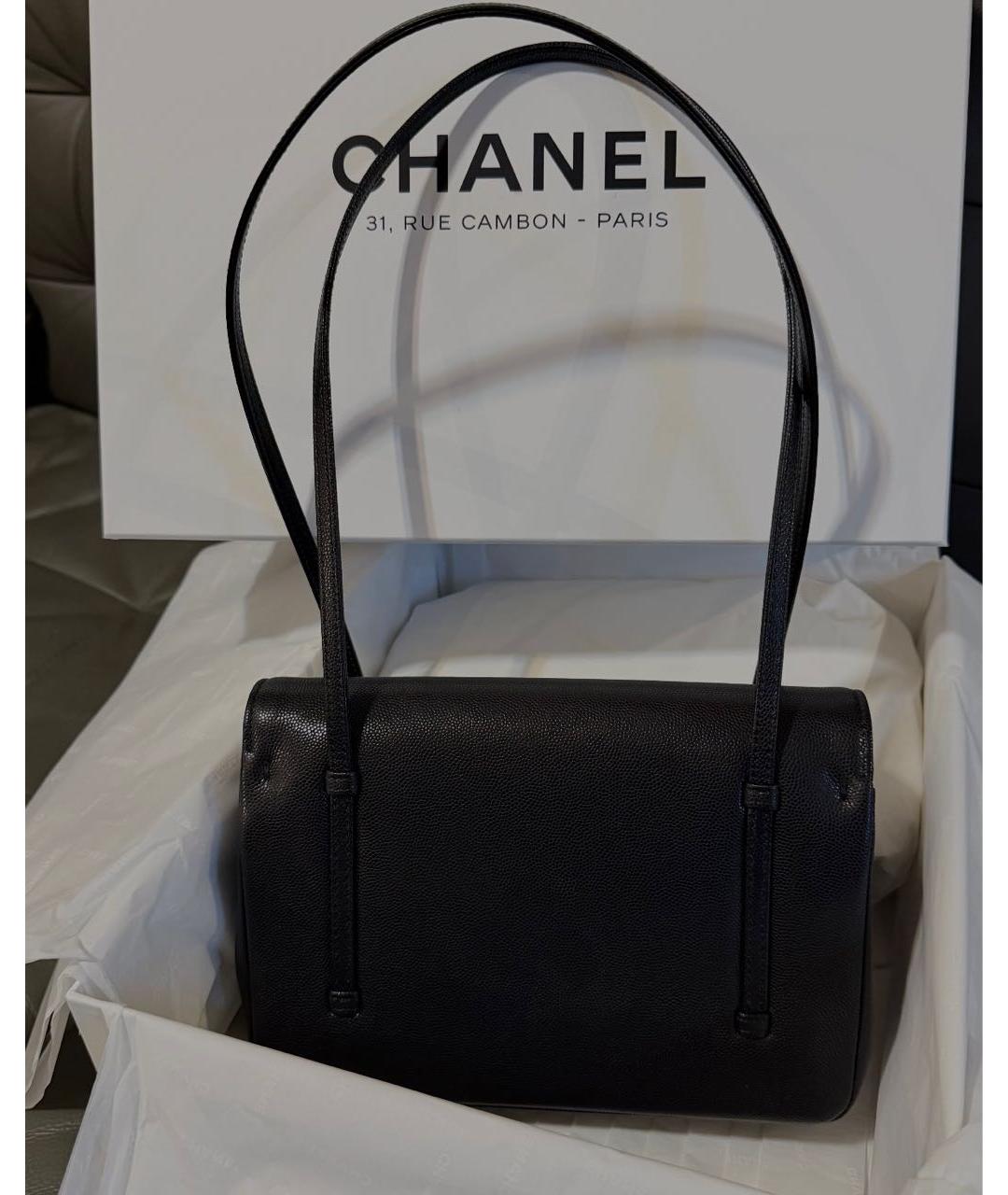 CHANEL Черная кожаная сумка через плечо, фото 4