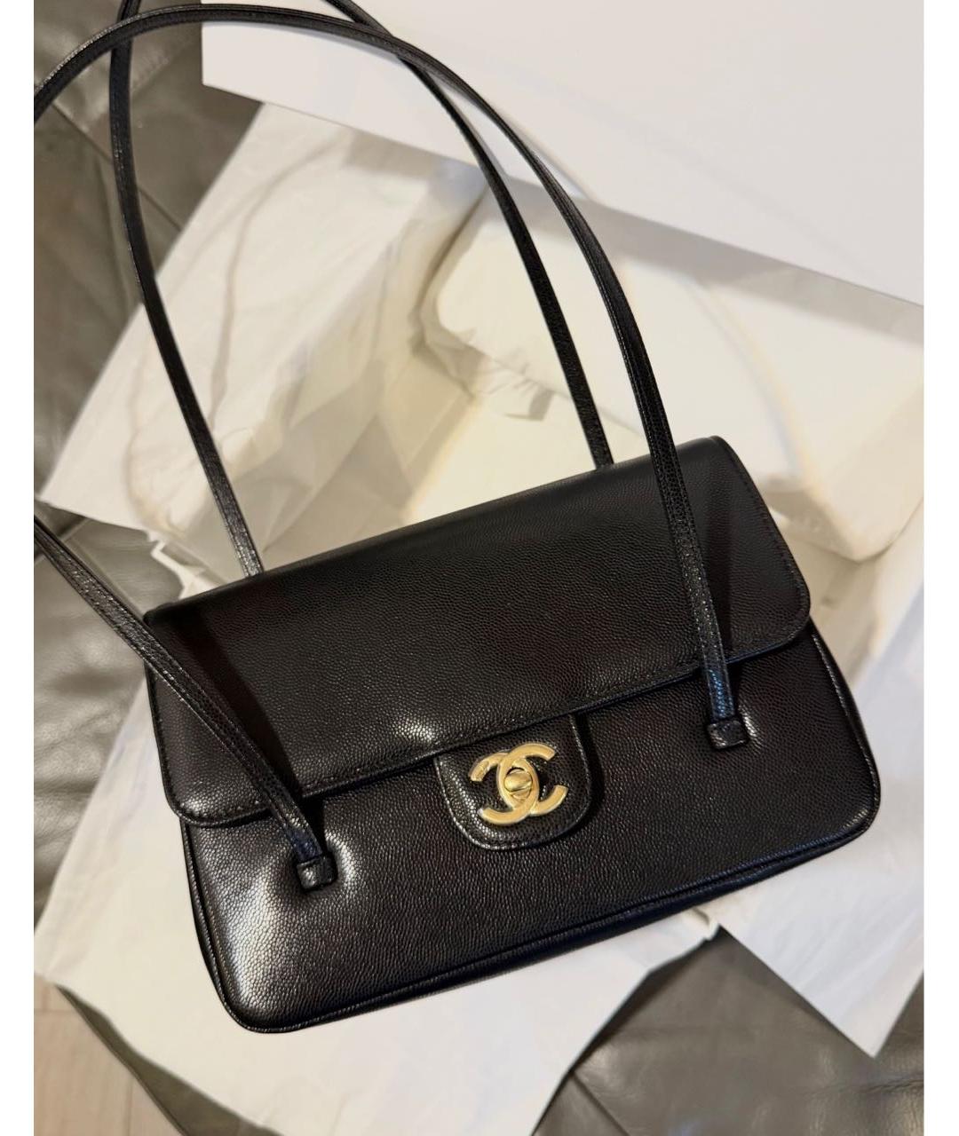 CHANEL Черная кожаная сумка через плечо, фото 3