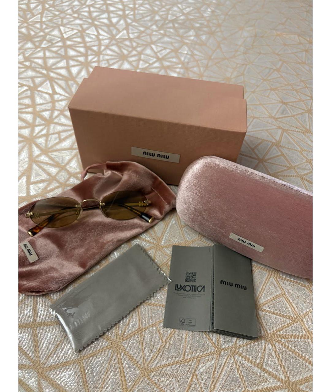 MIU MIU Желтые металлические солнцезащитные очки, фото 2