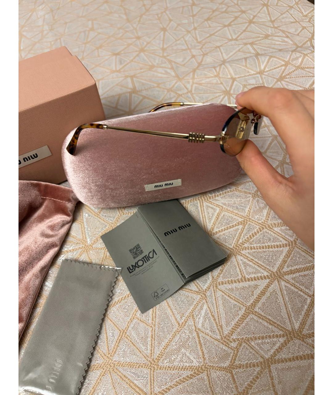 MIU MIU Желтые металлические солнцезащитные очки, фото 4