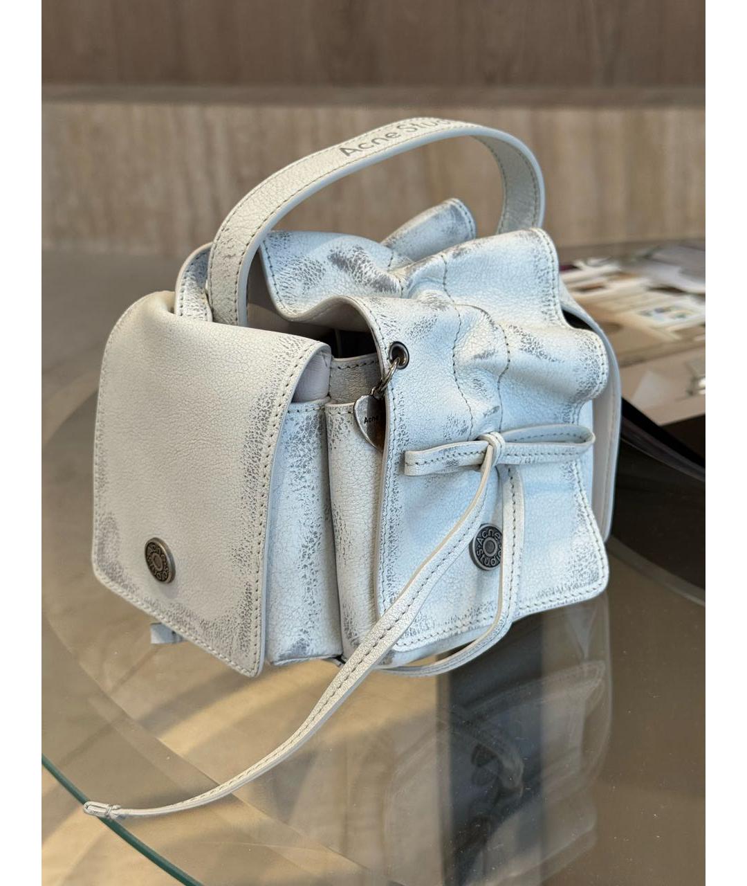 ACNE STUDIOS Белая кожаная сумка с короткими ручками, фото 5