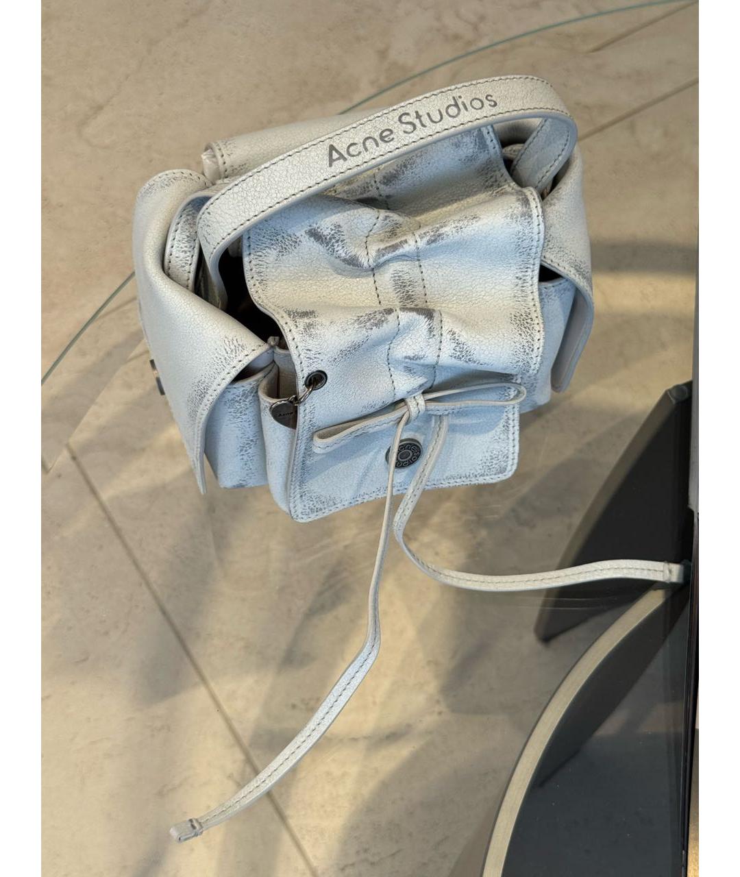 ACNE STUDIOS Белая кожаная сумка с короткими ручками, фото 6