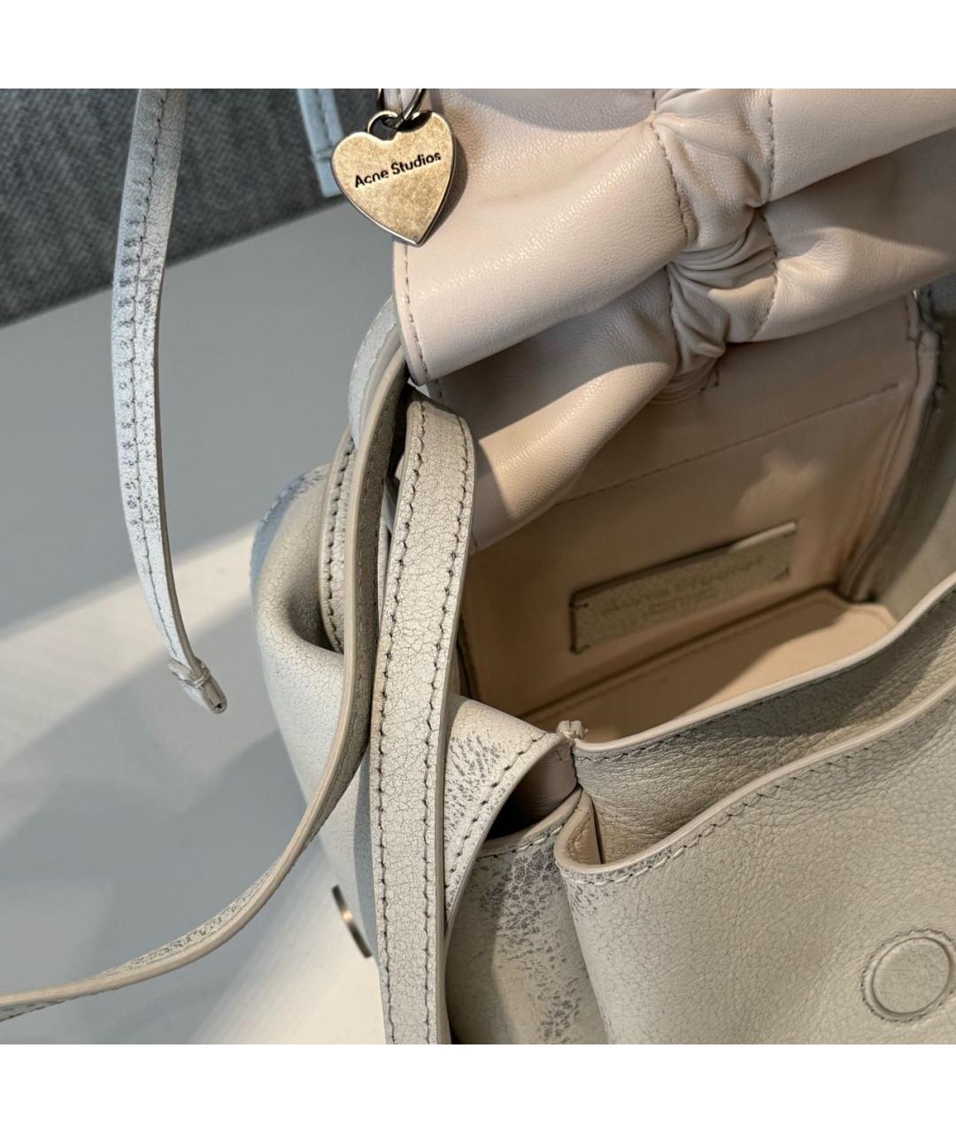 ACNE STUDIOS Белая кожаная сумка с короткими ручками, фото 7