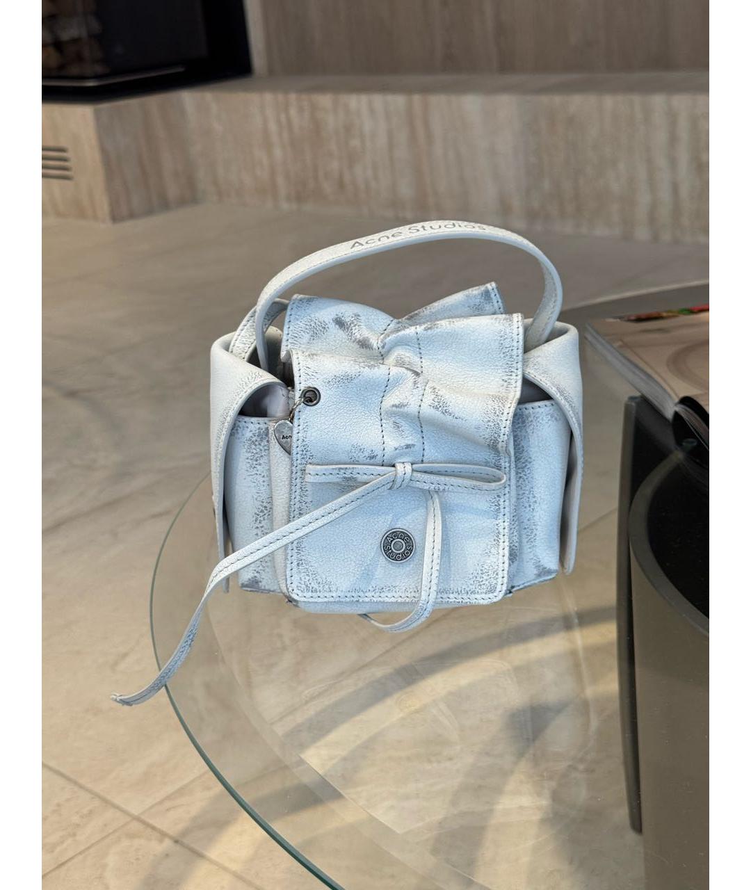 ACNE STUDIOS Белая кожаная сумка с короткими ручками, фото 3