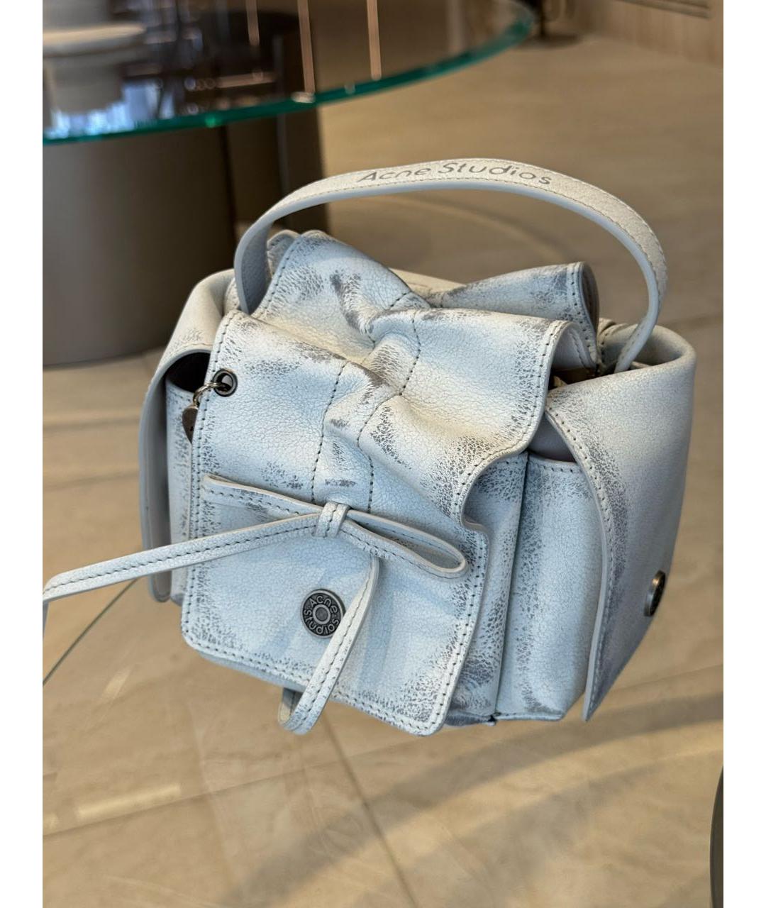 ACNE STUDIOS Белая кожаная сумка с короткими ручками, фото 4