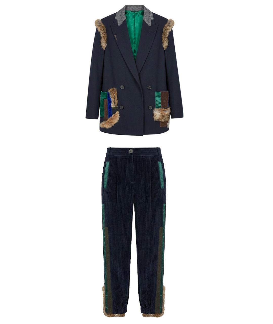 WEEKEND MAX MARA Синий хлопковый костюм с брюками, фото 1