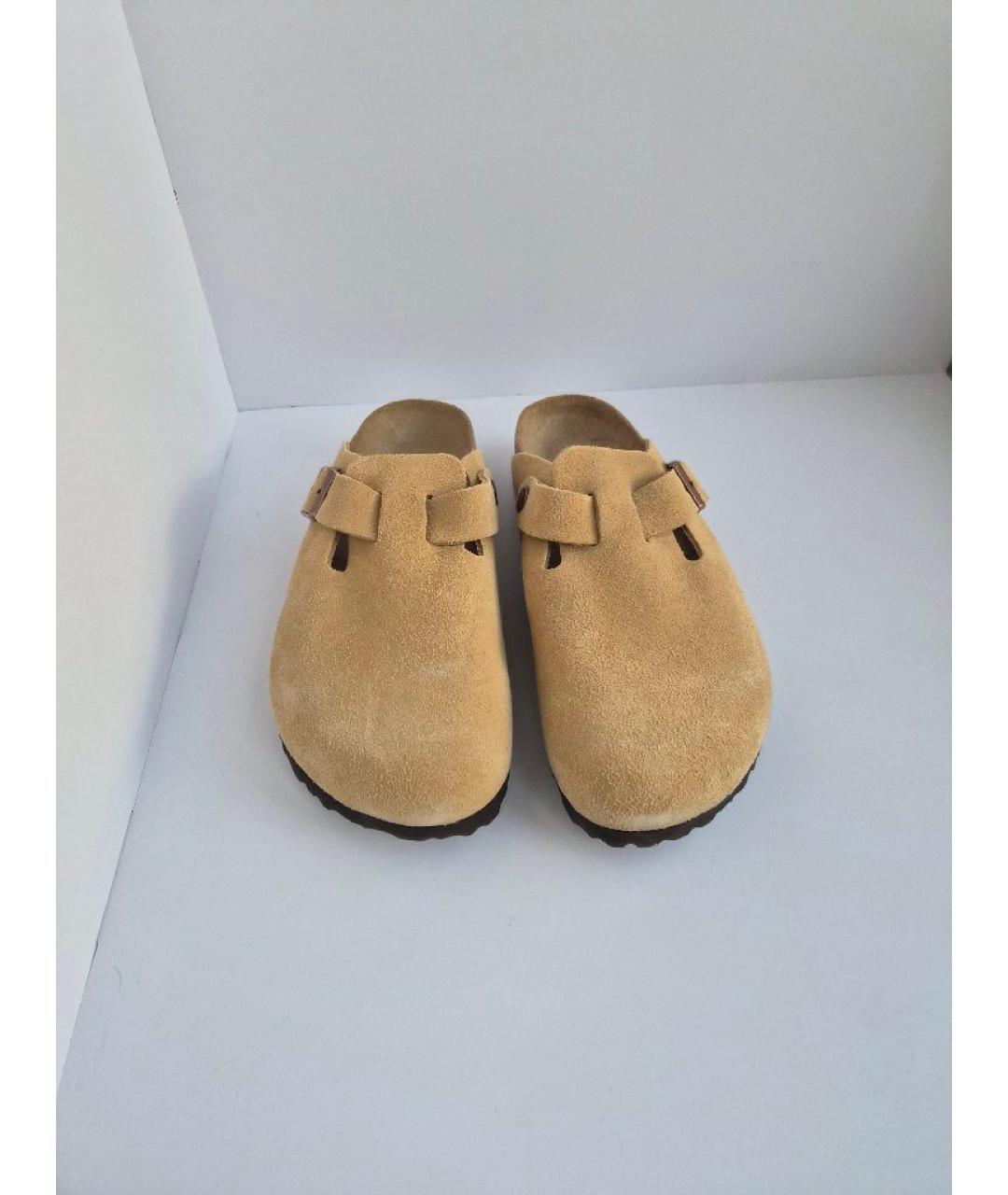 BIRKENSTOCK Бежевые замшевые сабо, фото 2