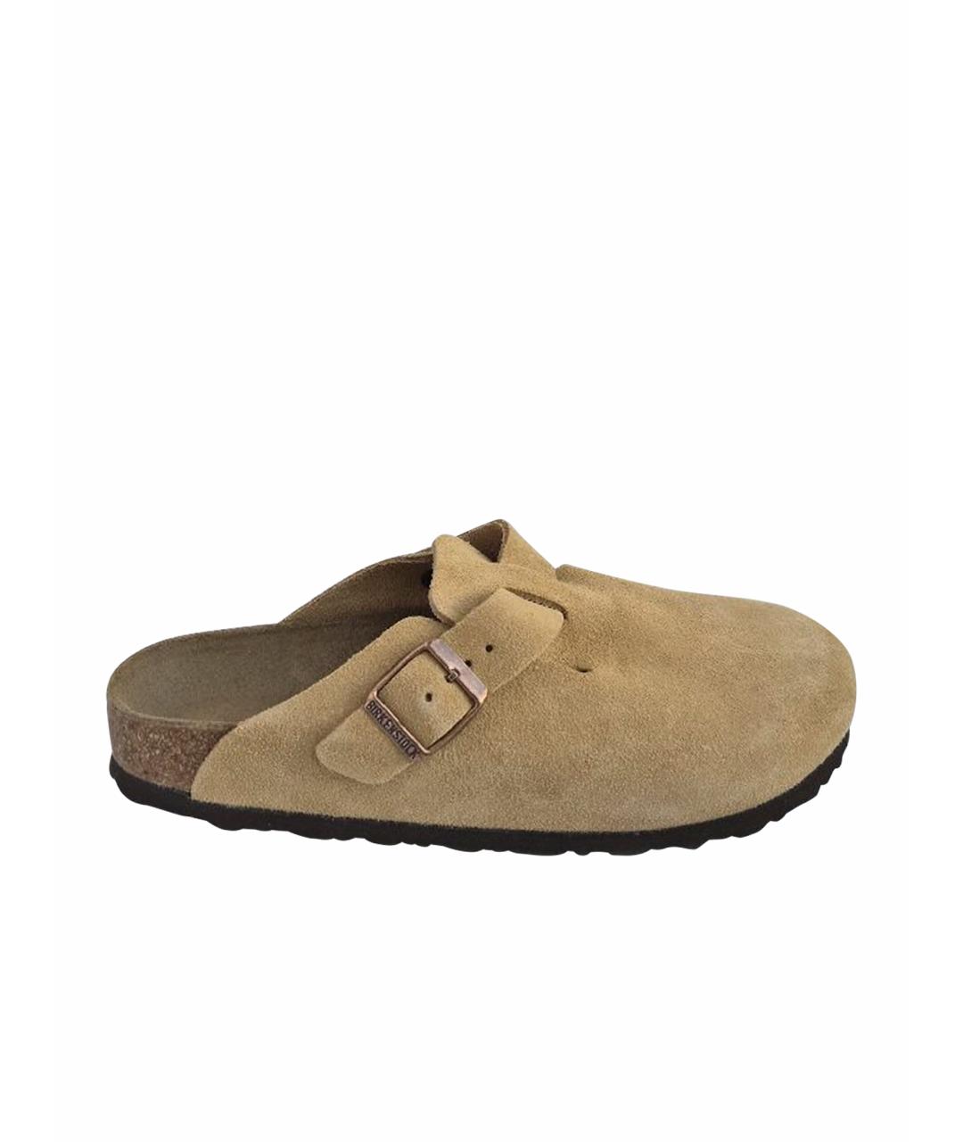 BIRKENSTOCK Бежевые замшевые сабо, фото 1