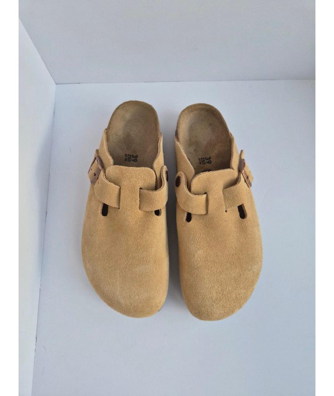 BIRKENSTOCK Бежевые замшевые сабо, фото 3