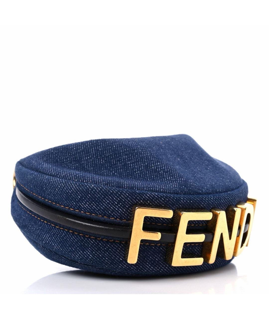 FENDI Темно-синяя деним сумка с короткими ручками, фото 4