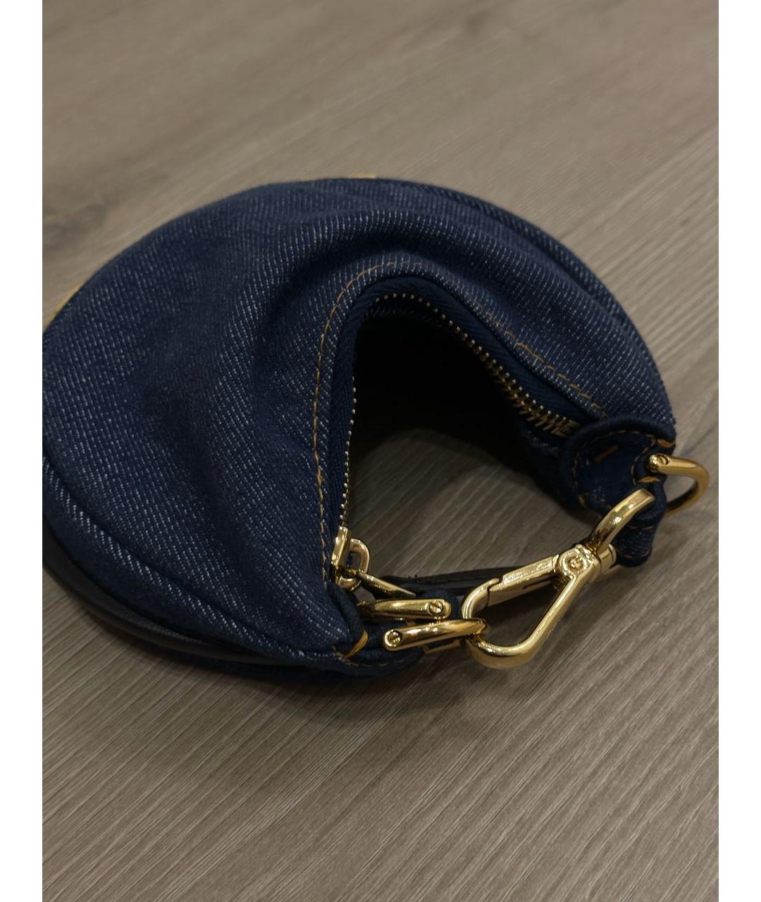 FENDI Темно-синяя деним сумка с короткими ручками, фото 3