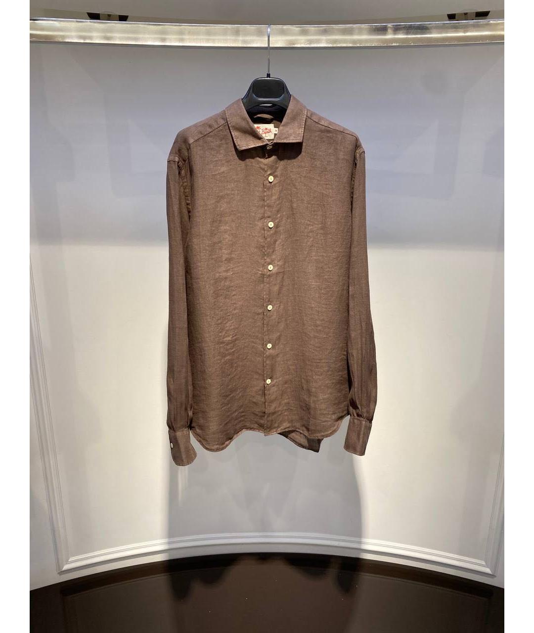 MC2 SAINT BARTH Коричневая льняная кэжуал рубашка, фото 3