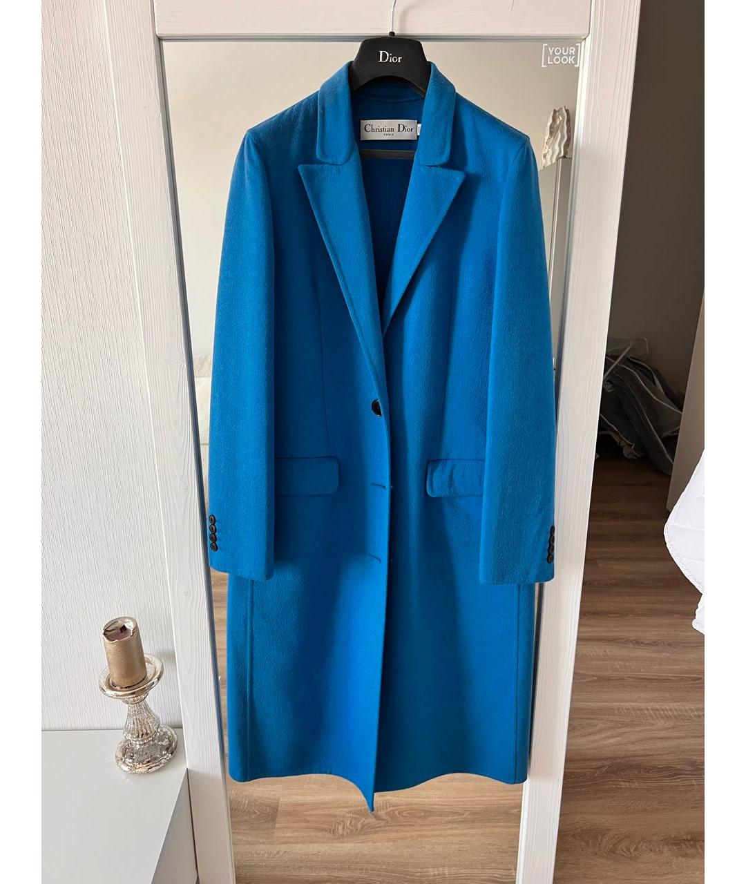 CHRISTIAN DIOR Синее шерстяное пальто, фото 2