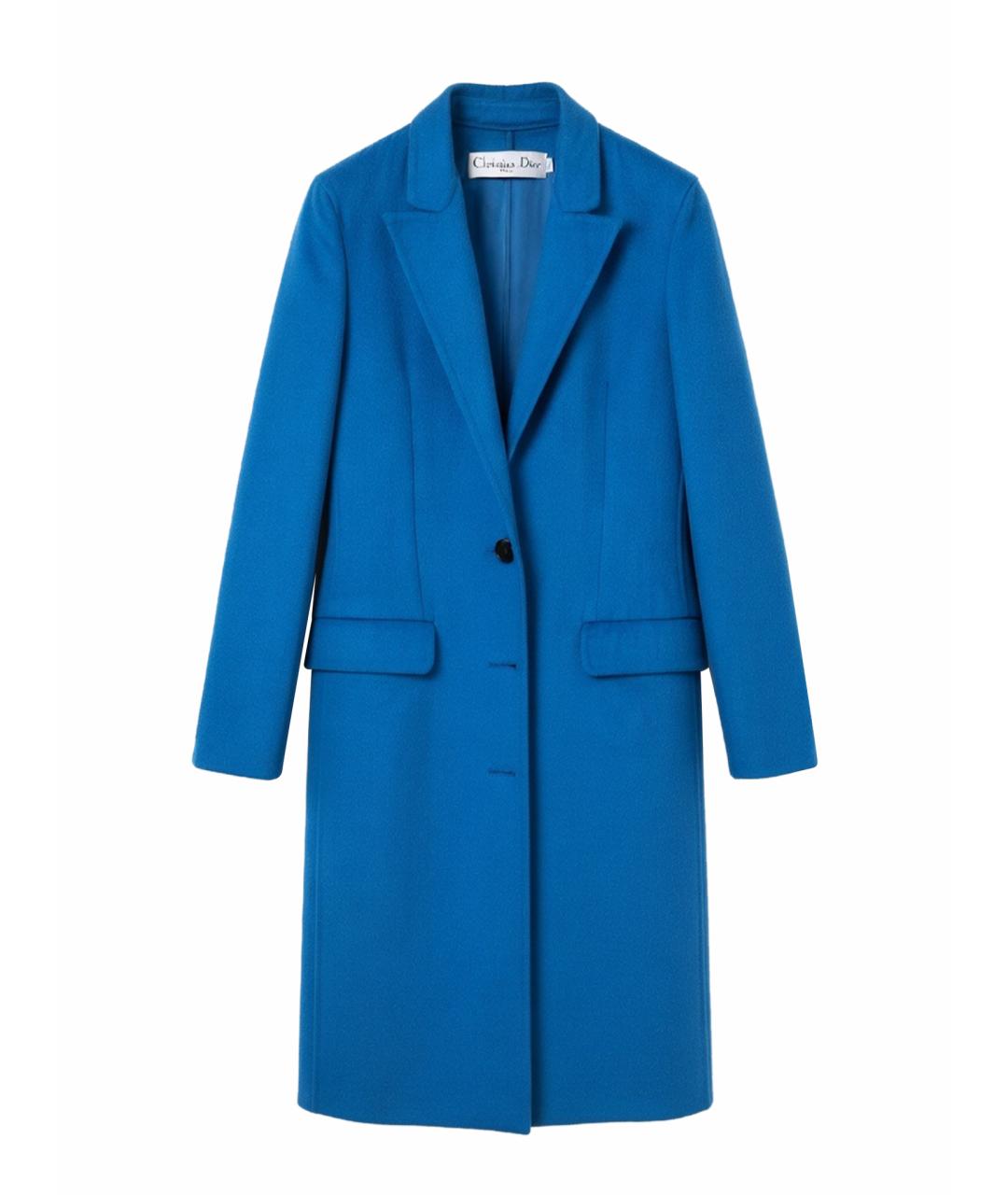 CHRISTIAN DIOR Синее шерстяное пальто, фото 1