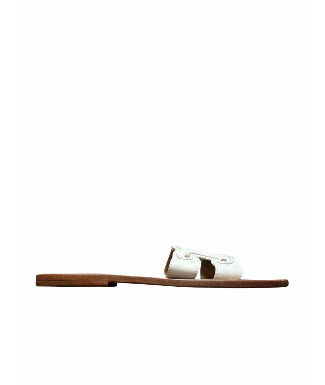 CELINE Белые кожаные сандалии, фото 1