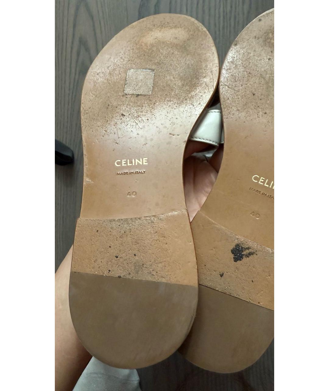 CELINE Белые кожаные сандалии, фото 6