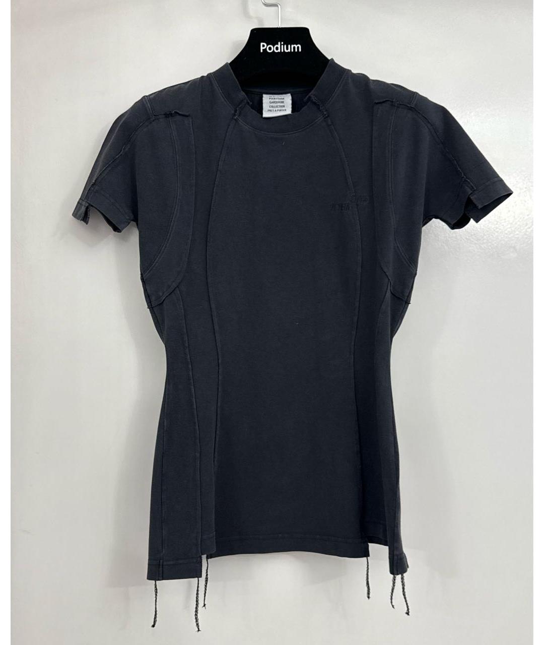 VETEMENTS Черная хлопковая футболка, фото 4