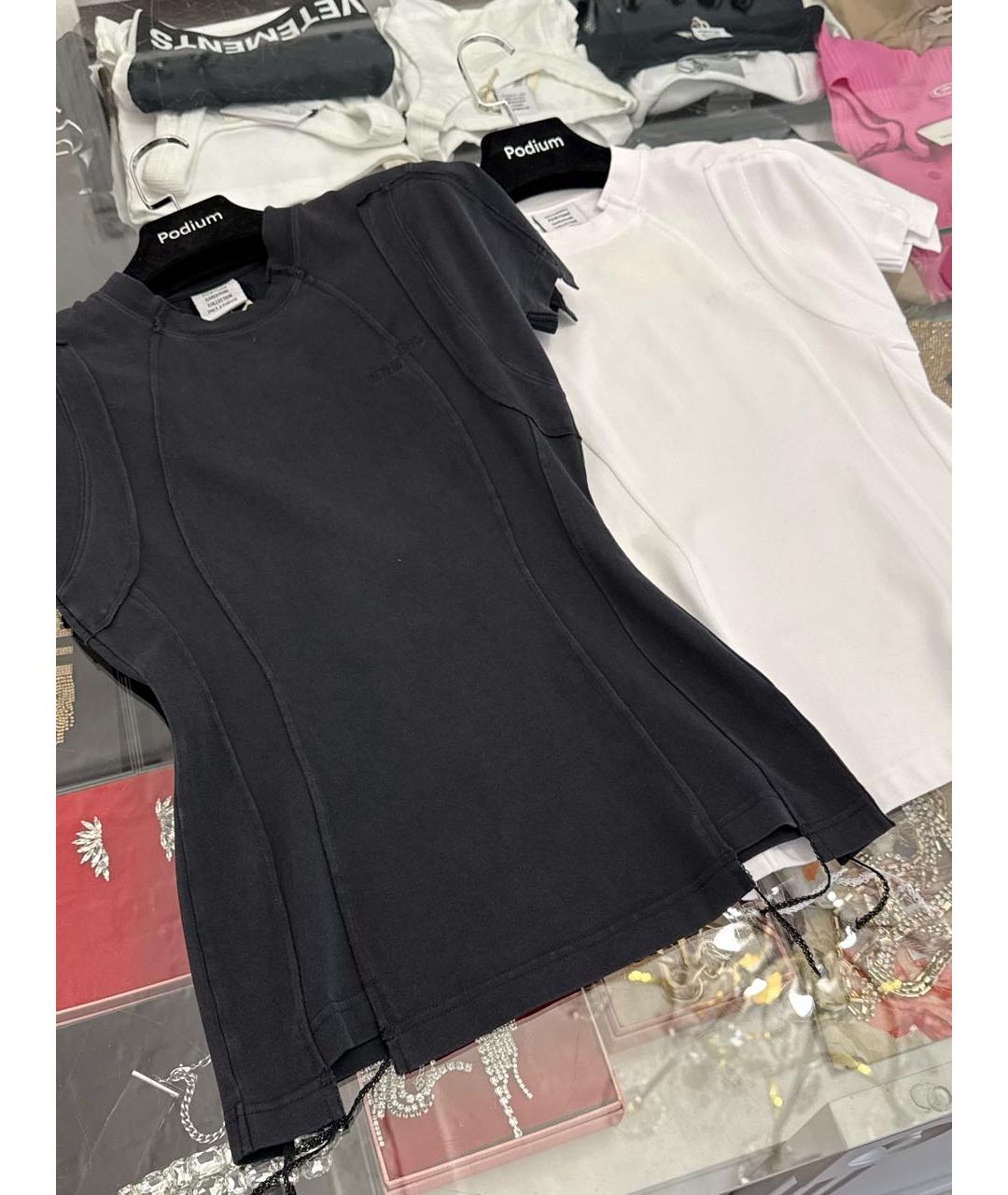 VETEMENTS Черная хлопковая футболка, фото 3