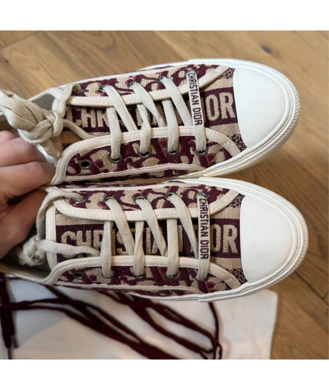 CHRISTIAN DIOR Бордовые текстильные кеды, фото 3