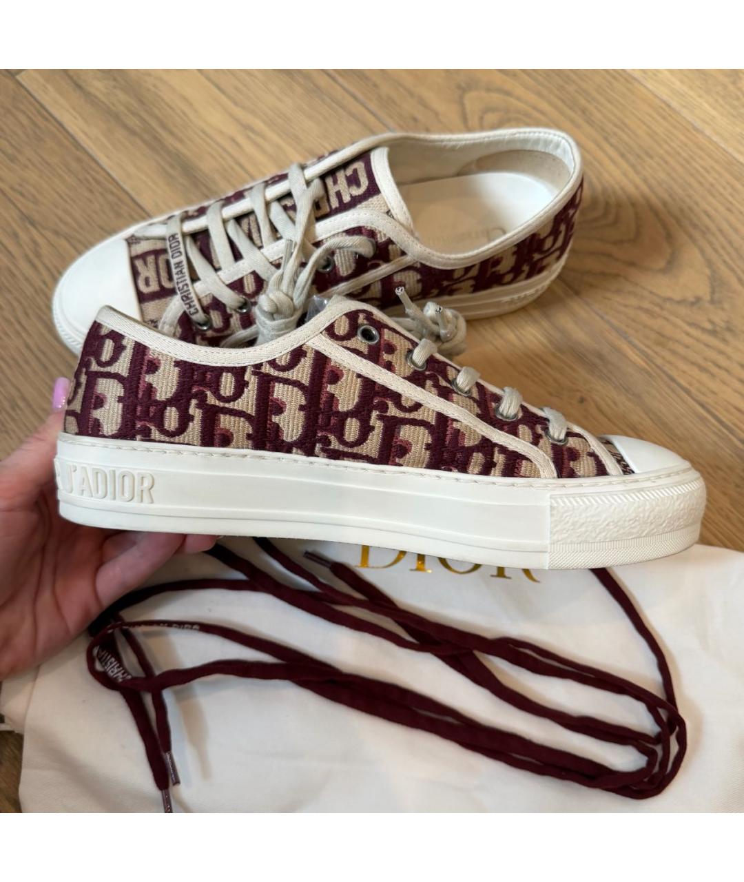 CHRISTIAN DIOR Бордовые текстильные кеды, фото 4