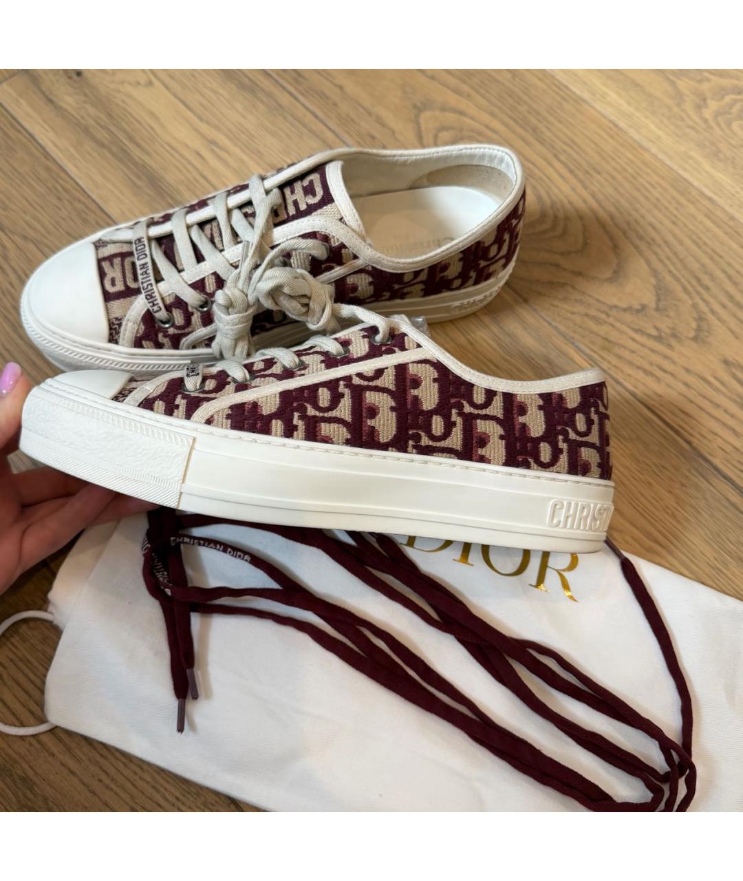 CHRISTIAN DIOR Бордовые текстильные кеды, фото 6