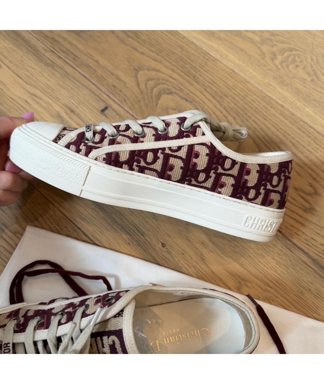 CHRISTIAN DIOR Бордовые текстильные кеды, фото 7