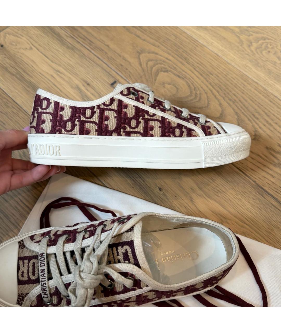 CHRISTIAN DIOR Бордовые текстильные кеды, фото 5