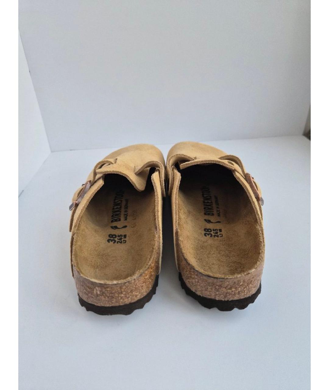 BIRKENSTOCK Бежевые замшевые сабо, фото 4