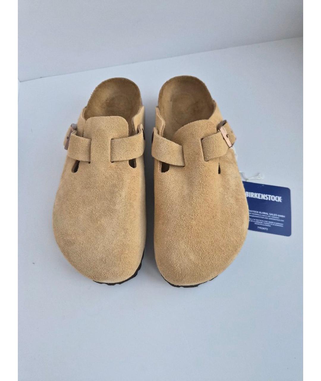 BIRKENSTOCK Бежевые замшевые сабо, фото 2