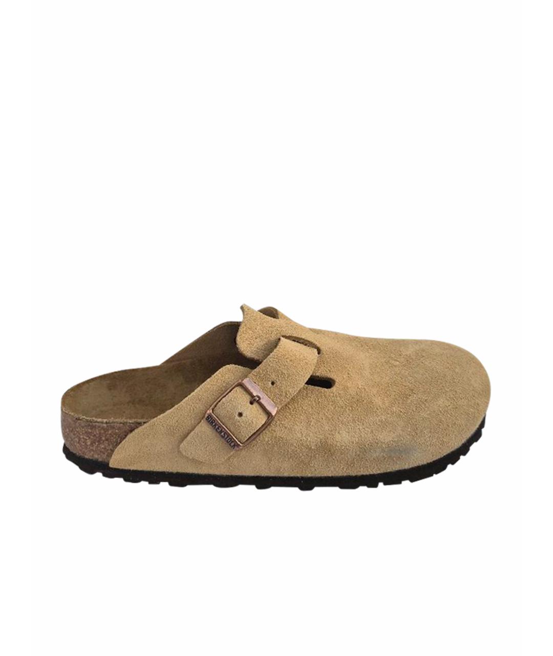 BIRKENSTOCK Бежевые замшевые сабо, фото 1