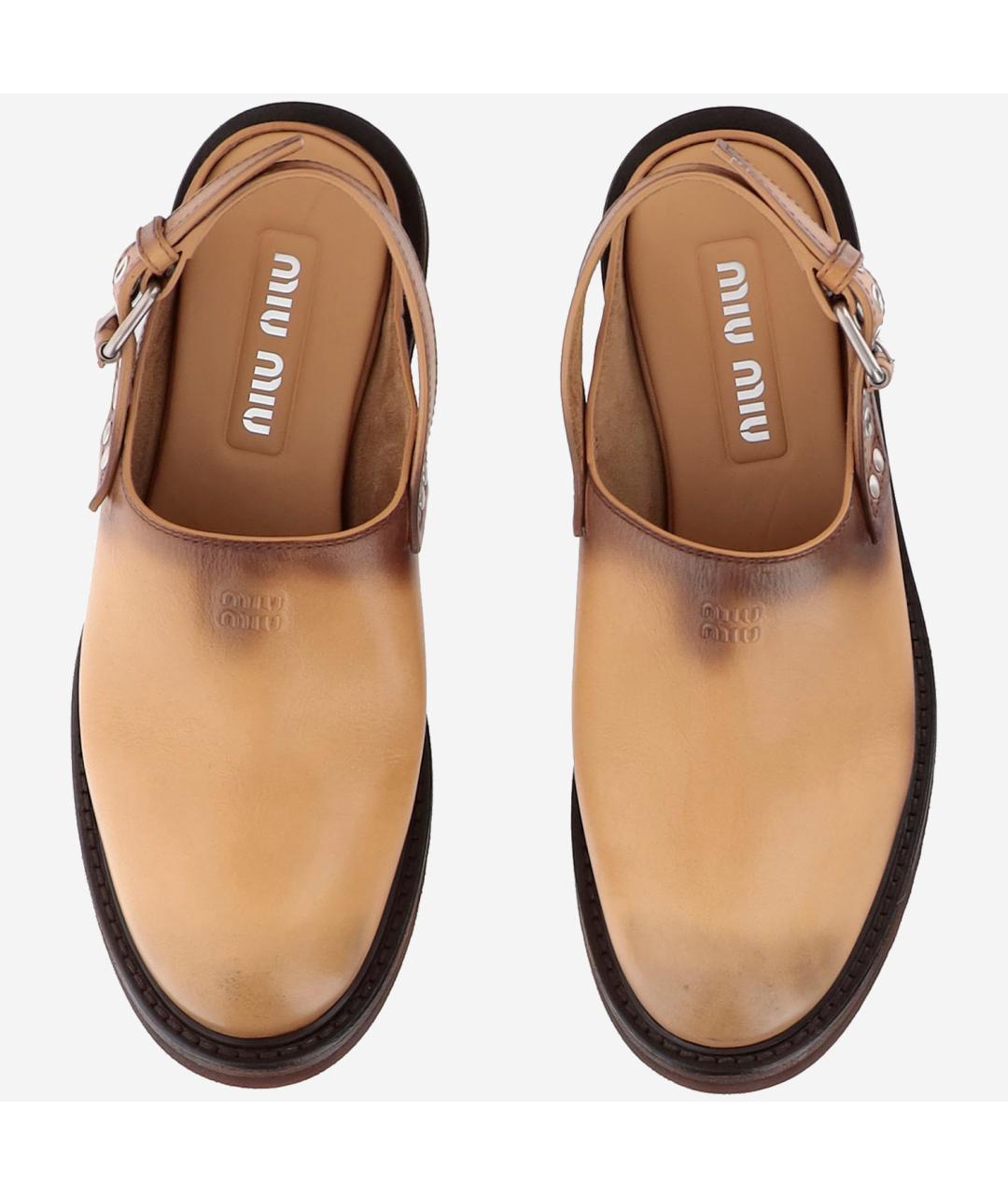MIU MIU Коричневые кожаные сабо, фото 2
