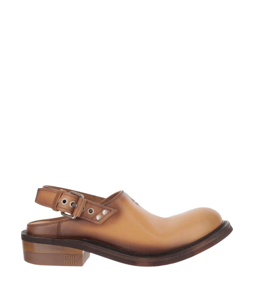 MIU MIU Коричневые кожаные сабо, фото 1