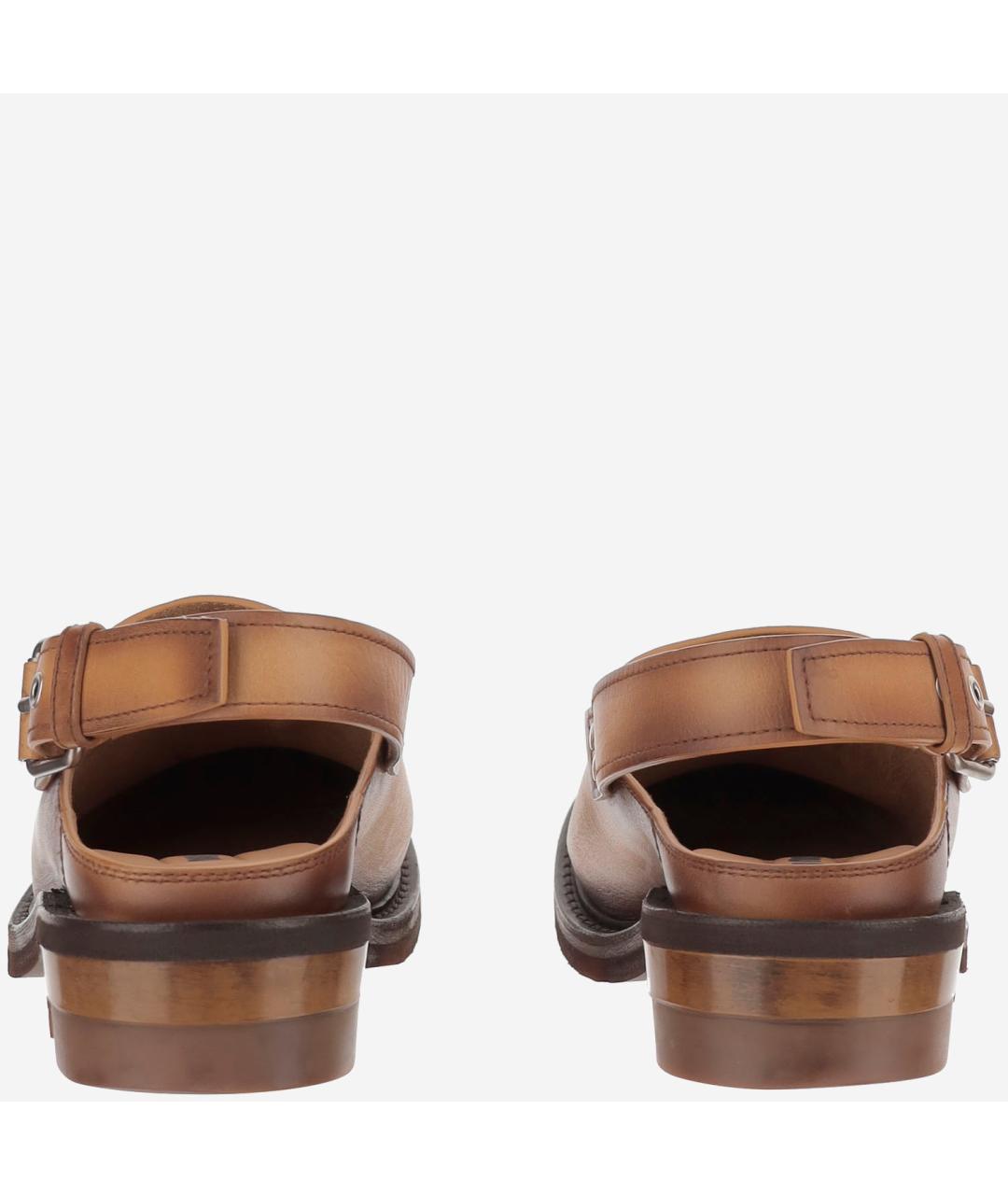 MIU MIU Коричневые кожаные сабо, фото 4