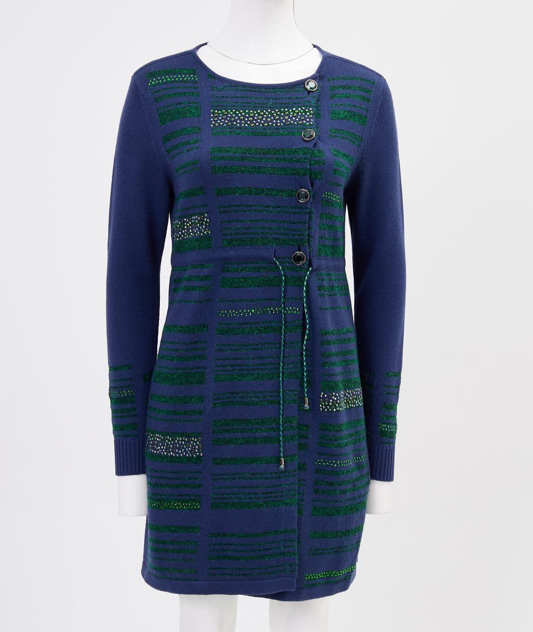 CHANEL Синее кашемировое повседневное платье, фото 5