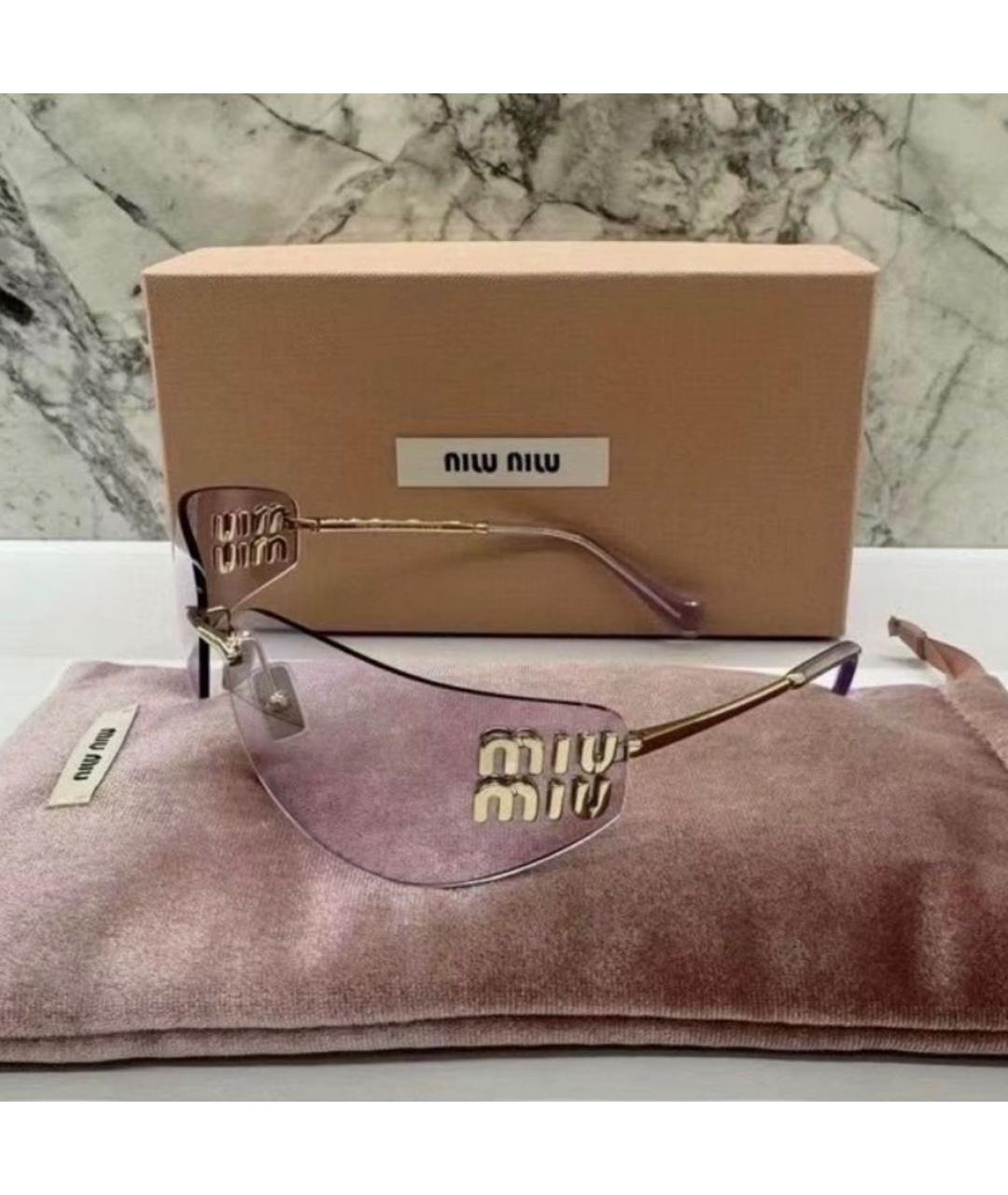 MIU MIU Розовые металлические солнцезащитные очки, фото 3