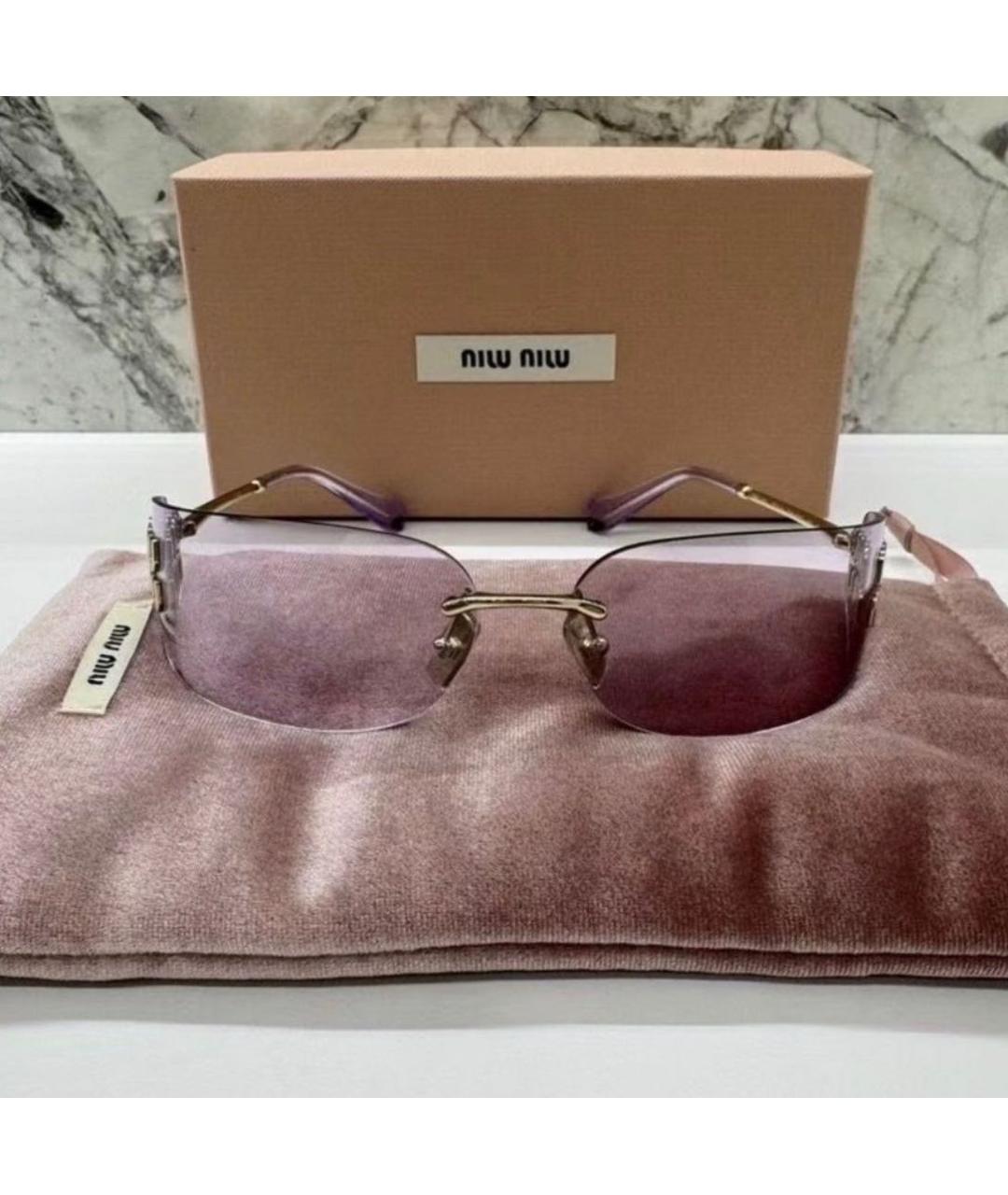 MIU MIU Розовые металлические солнцезащитные очки, фото 4