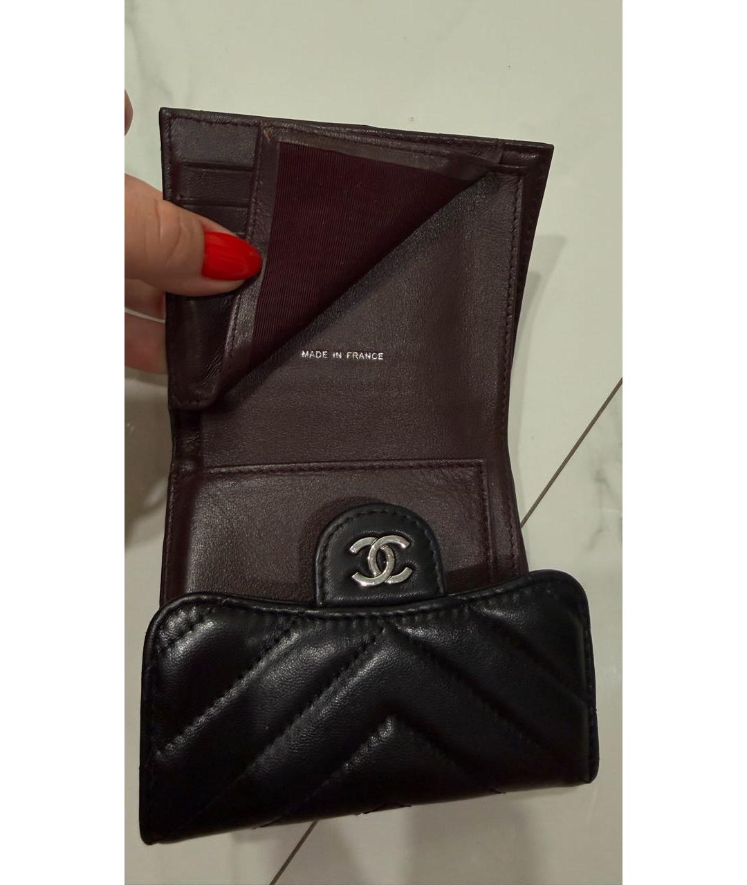 CHANEL Черный кожаный кошелек, фото 7