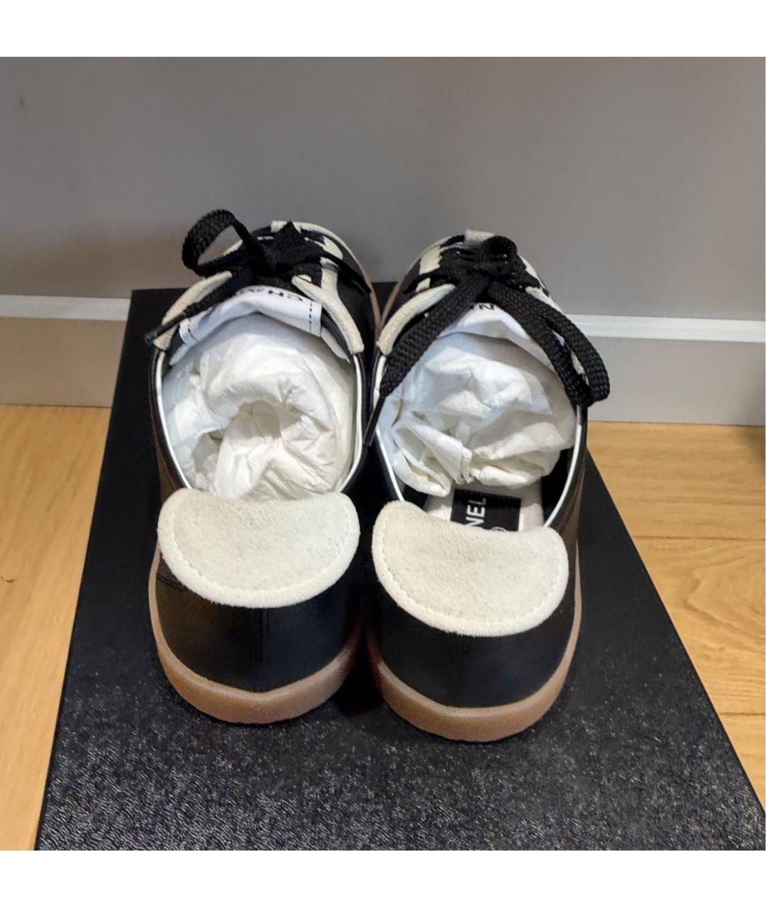 CHANEL Черные кожаные кеды, фото 3