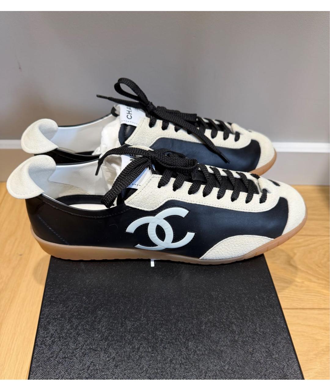 CHANEL Черные кожаные кеды, фото 4