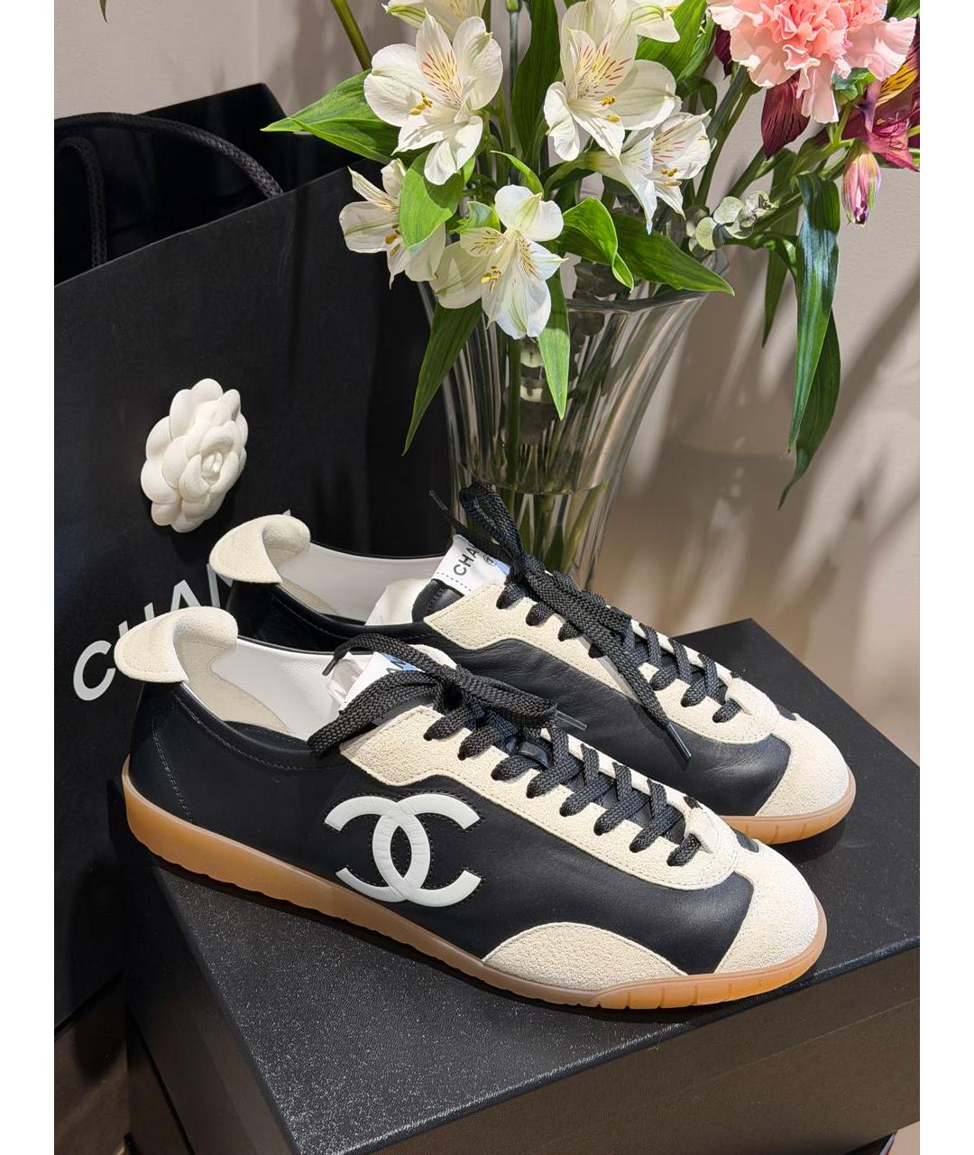 CHANEL Черные кожаные кеды, фото 8