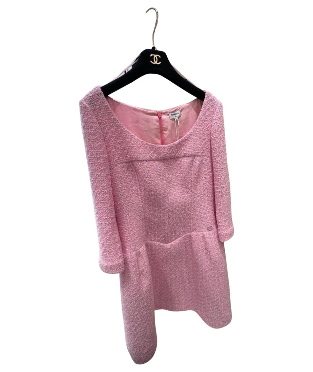 CHANEL Розовое твидовое повседневное платье, фото 1