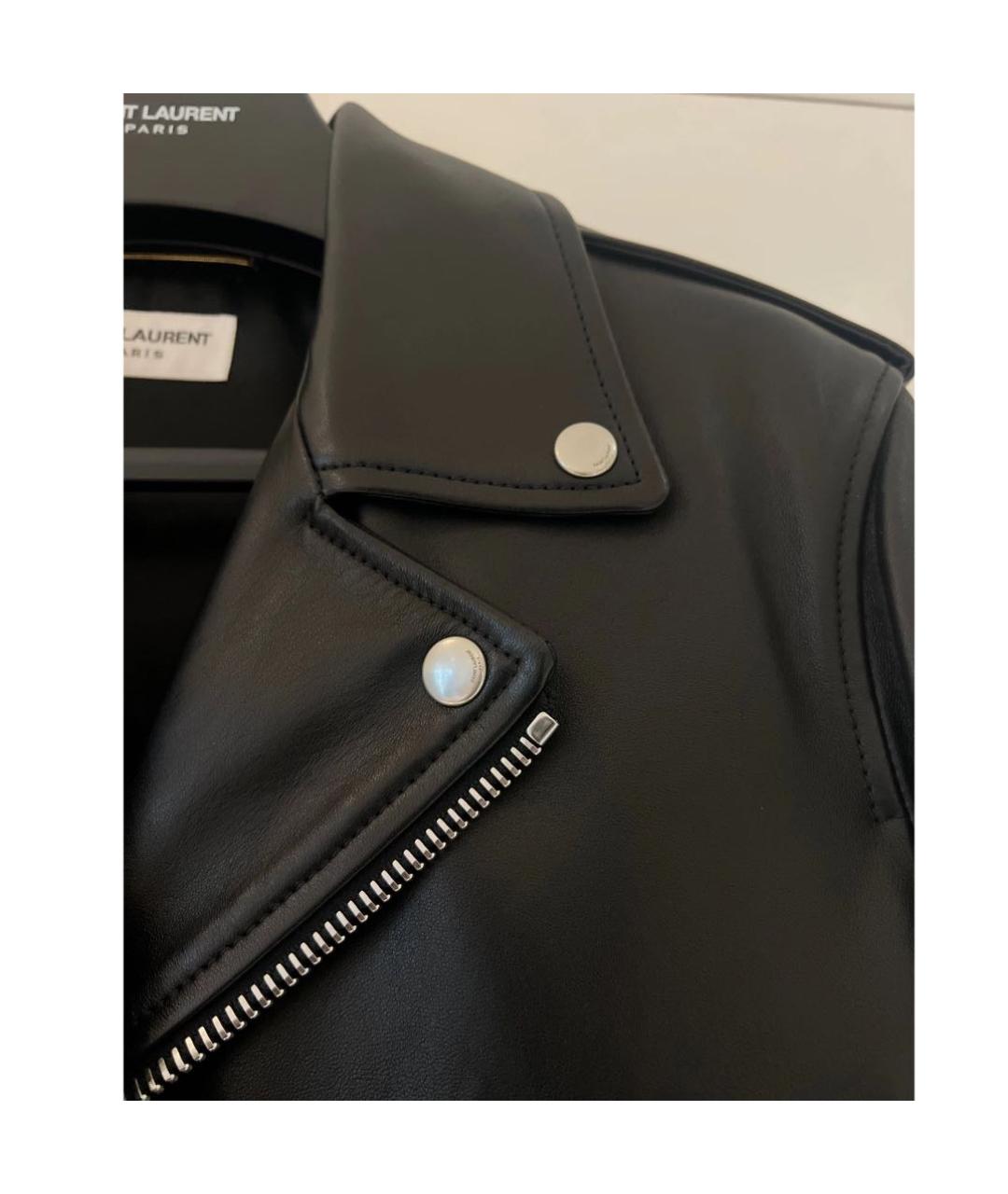 SAINT LAURENT Черная кожаная куртка, фото 3