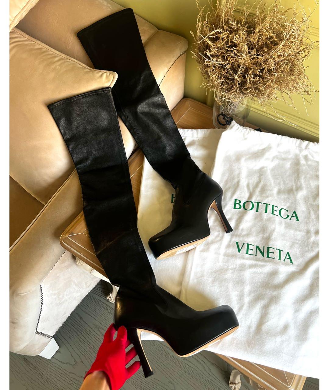 BOTTEGA VENETA Черные кожаные ботфорты, фото 2